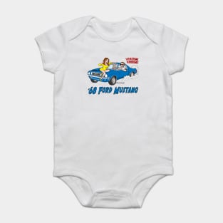 1968 Blue Ford Mustang Cartoon Baby Bodysuit